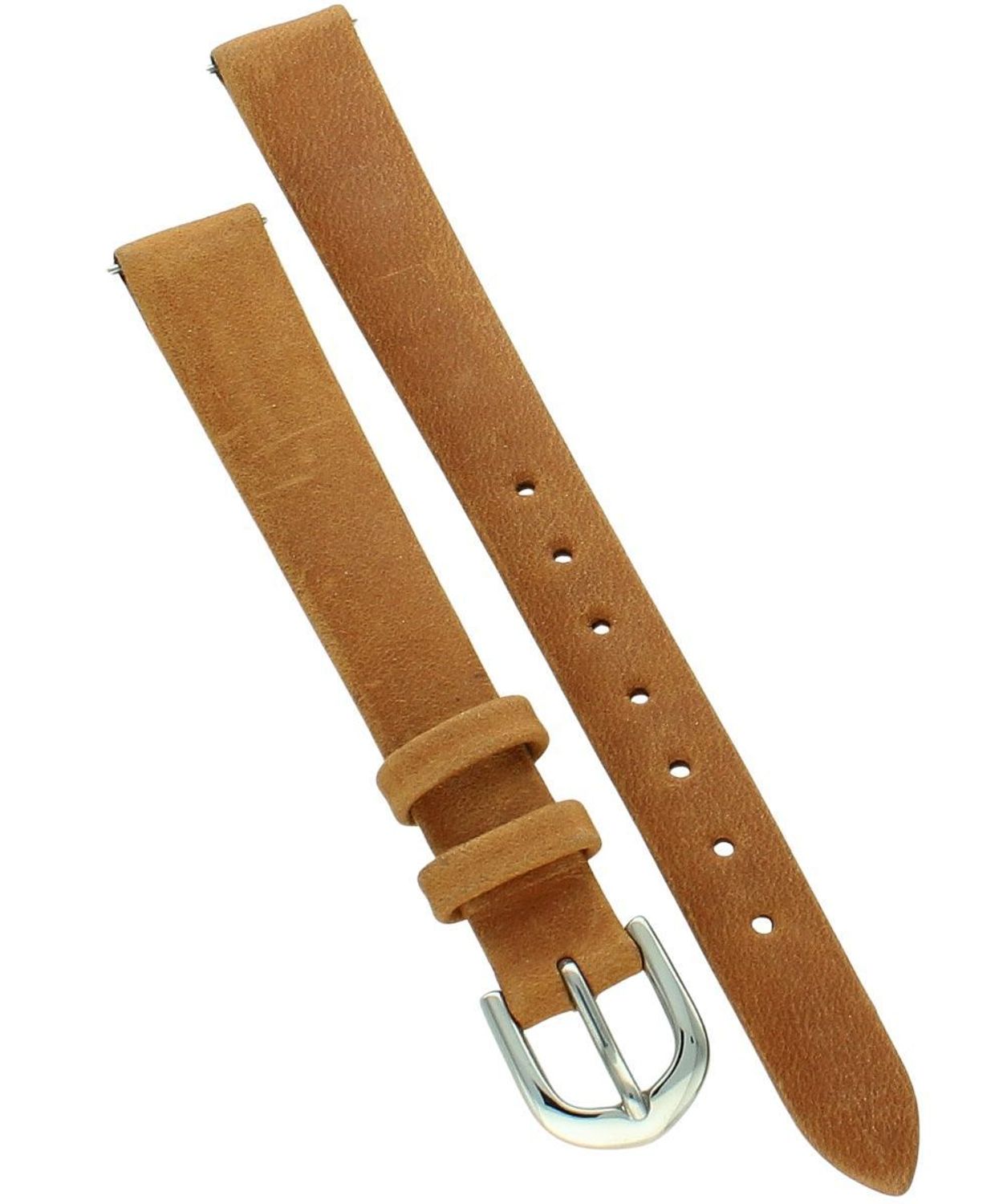 Zamszowy pasek do zegarka Bisset 12mm – jasny brąz, stalowa sprzączka.jpg